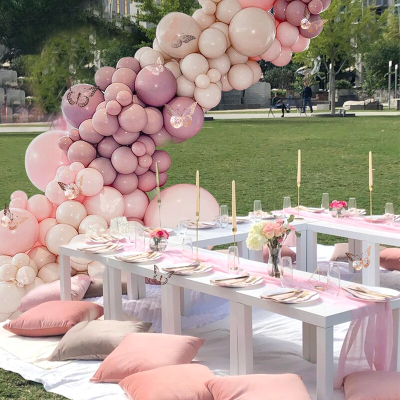 Macarons motýľ balón girlanda oblúk sada narodeninovú párty dekorácia deti bábätko dievčatko latexová balónová retiazka svadobné párty potreby