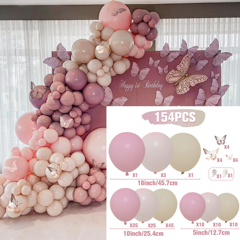 Macarons motýľ balón girlanda oblúk sada narodeninovú párty dekorácia deti bábätko dievčatko latexová balónová retiazka svadobné párty potreby
