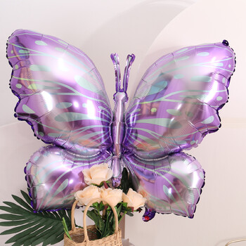 Butterfly Balloons, 4 Purple Butterfly Film Balloons Aluminium, Butterfly Party Wedding Birthday Baby Shower Party Decoration