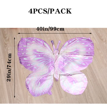 Butterfly Balloons, 4 Purple Butterfly Film Balloons Aluminium, Butterfly Party Wedding Birthday Baby Shower Party Decoration