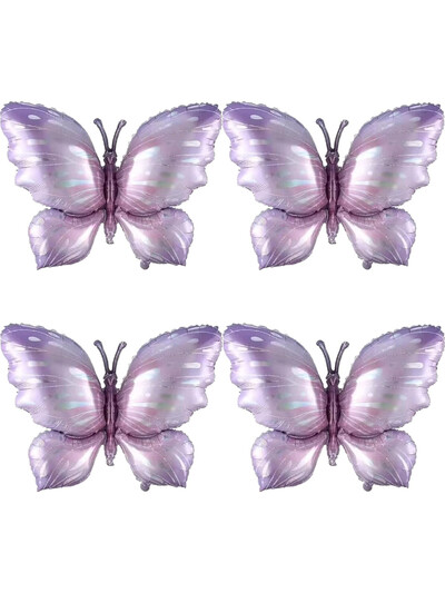 Baloane fluturi, 4 baloane violet din aluminiu fluture, petrecere fluture nunta ziua de nastere baby shower decorare petrecere