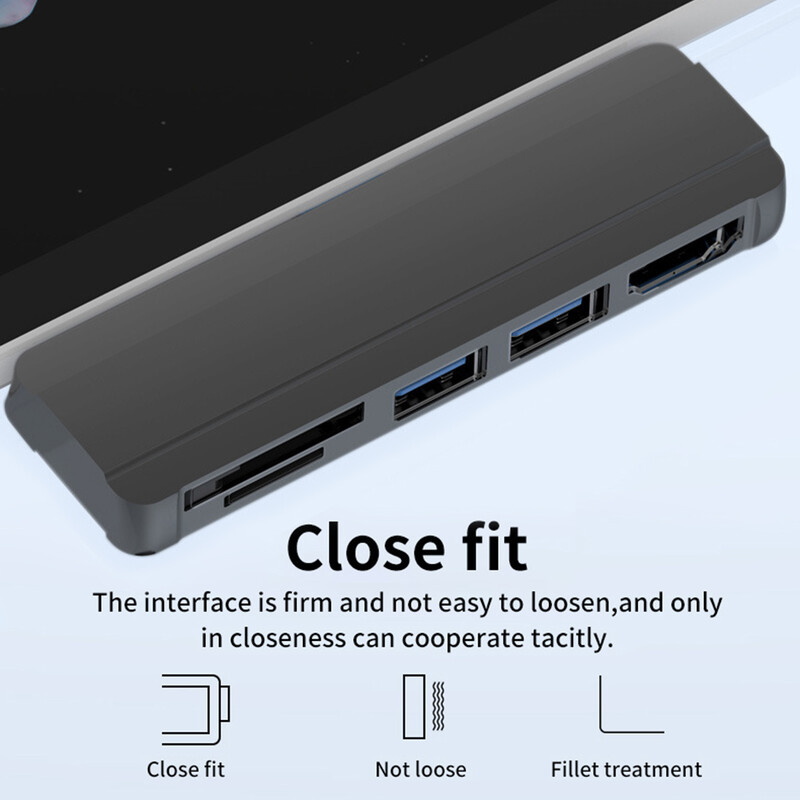 Prijungimo stotis su 4K HDMI suderinamu 2 USB 3.0 TF lizdu, skirtu „Surface Pro“ 6 5 4