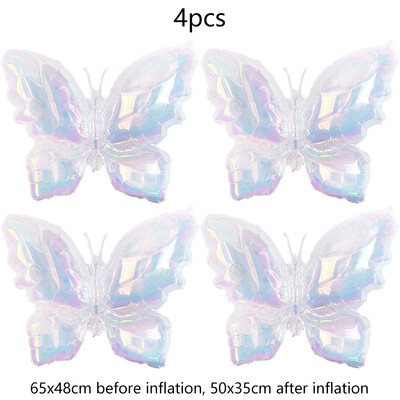 4 bucăți balon iridescent în formă de inimă pentagramă fluture balon transparent cu laser pentru ziua de naștere pentru nuntă