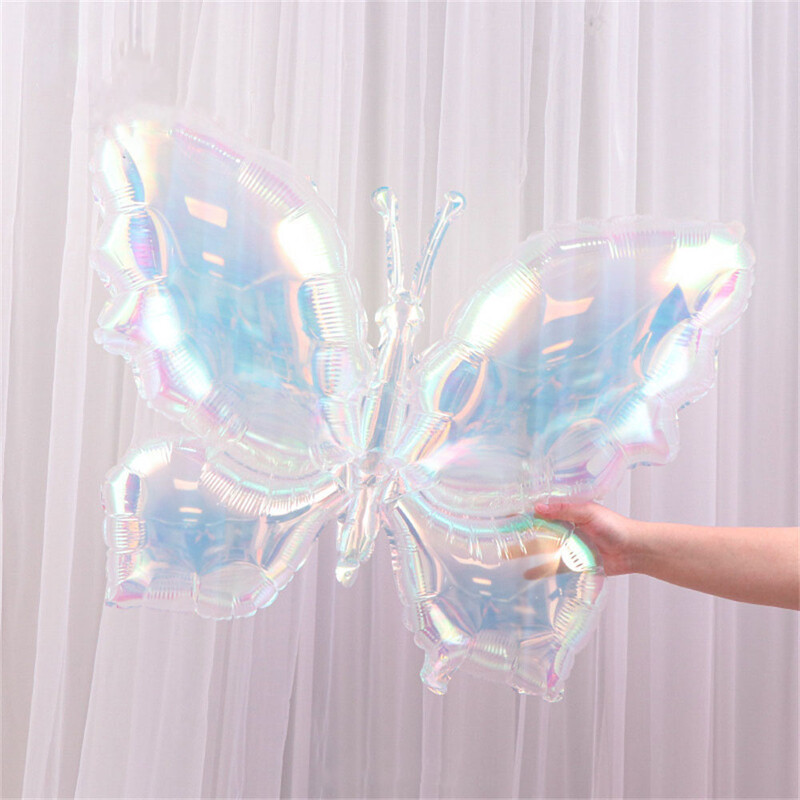4 bucăți balon iridescent în formă de inimă pentagramă fluture balon transparent cu laser pentru ziua de naștere pentru nuntă