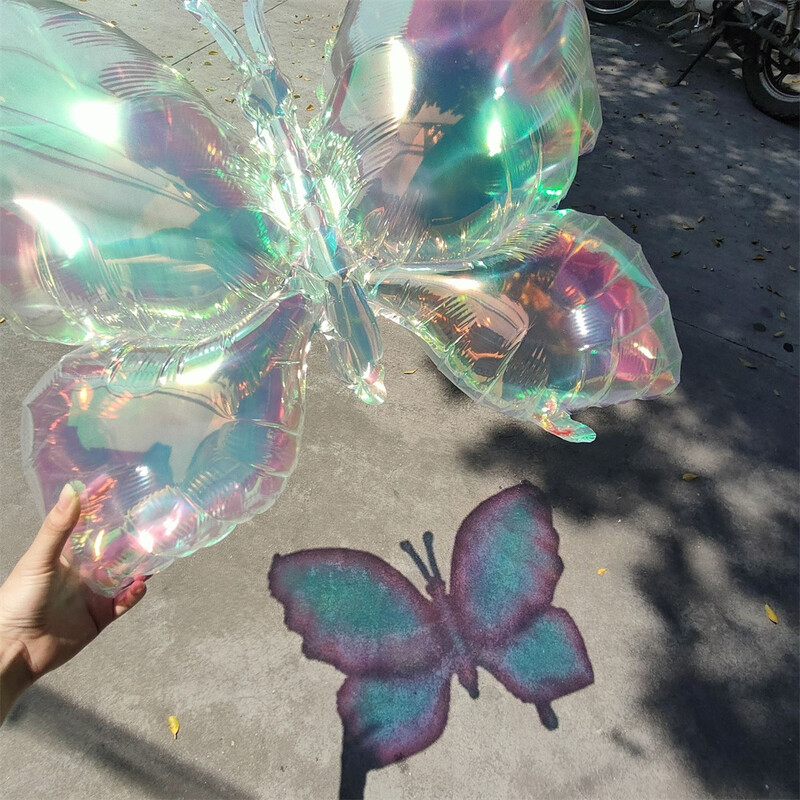 4 bucăți balon iridescent în formă de inimă pentagramă fluture balon transparent cu laser pentru ziua de naștere pentru nuntă