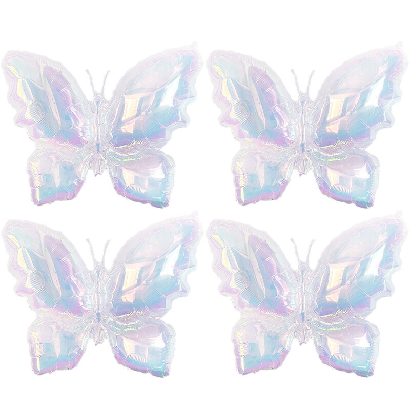 4 bucăți balon iridescent în formă de inimă pentagramă fluture balon transparent cu laser pentru ziua de naștere pentru nuntă