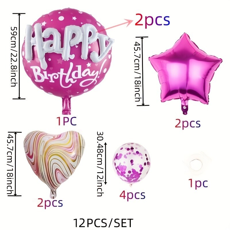 12db Születésnapi parti léggömbök 22 hüvelykes kerek fóliás léggömb Csillagok dekoráció partikellékekhez
