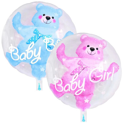 2 db Baby Boy Girl Bear buboréklufi 24 hüvelykes átlátszó golyós golyós lufi Baby Shower születésnapi parti dekorációhoz