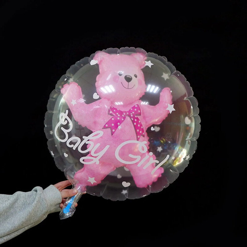 2 buc. Baloane cu bule de urs pentru bebeluș, băiețel, fetiță, bilă transparentă de 24 inch, balon cu bilă pentru decorațiuni pentru petrecerea de naștere.
