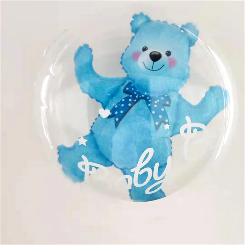 2 buc. Baloane cu bule de urs pentru bebeluș, băiețel, fetiță, bilă transparentă de 24 inch, balon cu bilă pentru decorațiuni pentru petrecerea de naștere.