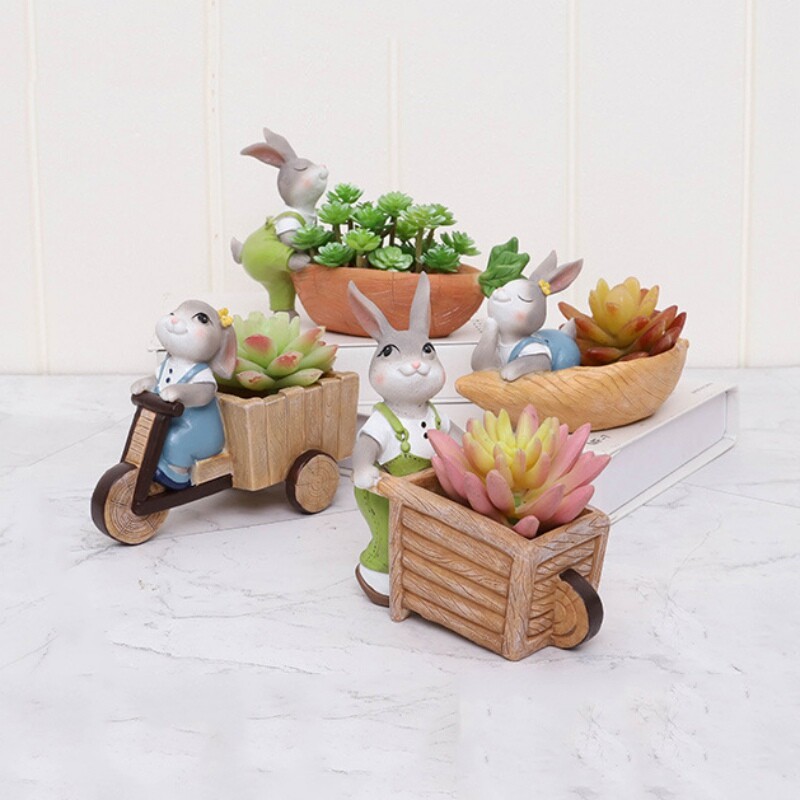 Nyúl alakú virágcserép lefolyóval virágcserepes tartály Pozsgás virágültető Kerti bonsai cserepes asztali dísz