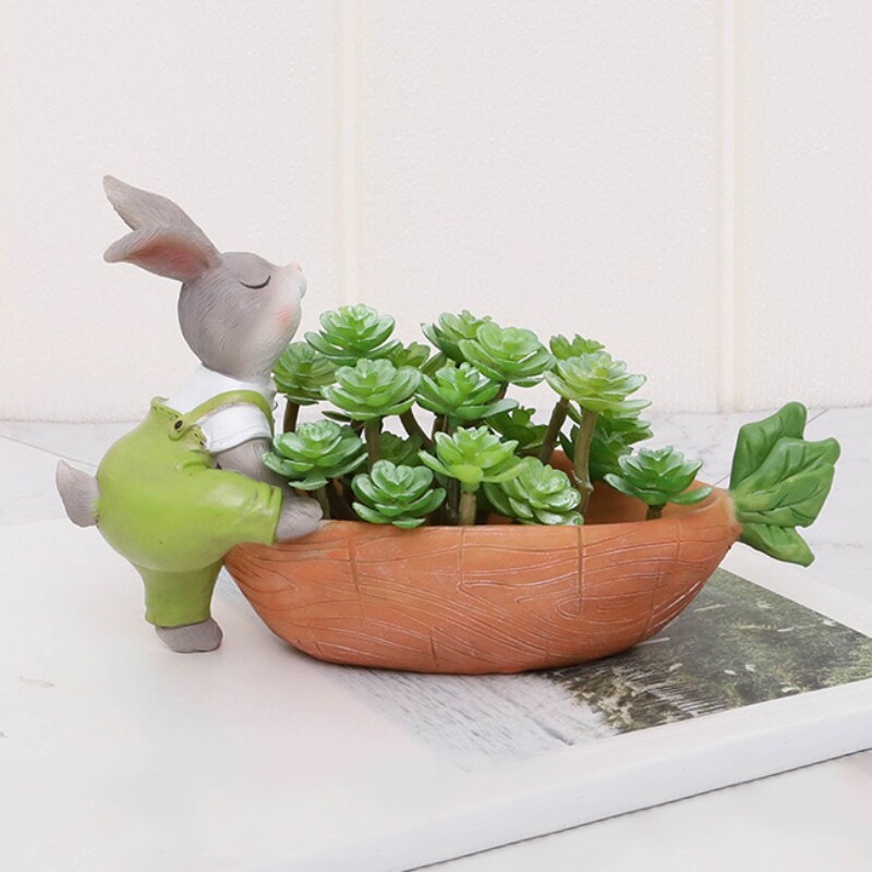 Nyúl alakú virágcserép lefolyóval virágcserepes tartály Pozsgás virágültető Kerti bonsai cserepes asztali dísz