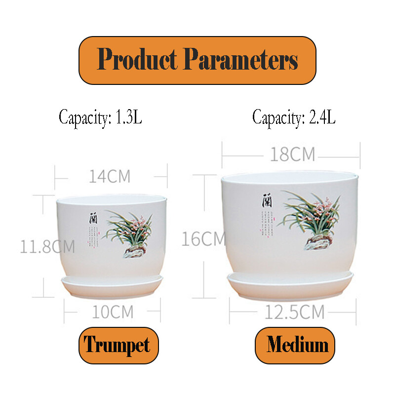 1 vnt. su dėklo imitacija keramikiniu baltu spausdintu raštu PP derva, vidinis vazoninis plastikinis gėlių vazonas