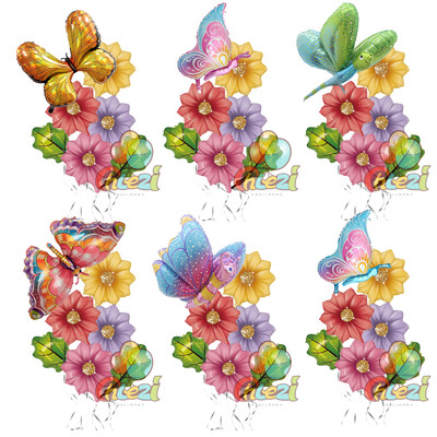 7 τμχ Ray 4D Butterfly Flower Foil Balloon Gold Daisy Ballons Επέτειος γάμου Διακοσμητικά πάρτι γενεθλίων για ενήλικες Baby Shower Globos