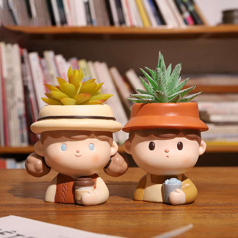 Új lányok és fiúk kaktusz zamatos virágcserép otthoni irodába, kézzel készített lyukas kézműves virágcserép kerti kellékek díszítése