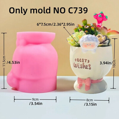 3D levél mintás elefánt zamatos növény virágcserép gyanta szilikon penész virág nyúl róka doboz gipsz penész birka Cserép beton forma