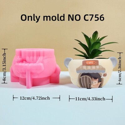 3D levél mintás elefánt zamatos növény virágcserép gyanta szilikon penész virág nyúl róka doboz gipsz penész birka Cserép beton forma