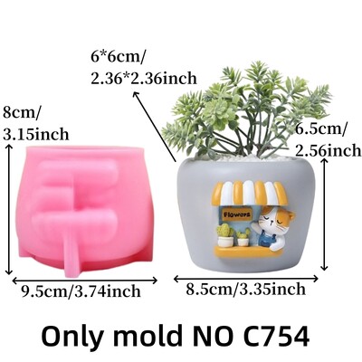 3D levél mintás elefánt zamatos növény virágcserép gyanta szilikon penész virág nyúl róka doboz gipsz penész birka Cserép beton forma