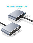 tip-c4k HD multifuncțional 4-în-1, adaptor de transmisie mare pentru telefoane mobile și computere