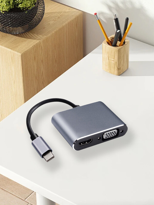 tip-c4k HD multifuncțional 4-în-1, adaptor de transmisie mare pentru telefoane mobile și computere