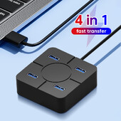 4-in-1 USB 2.0 skirstytuvas kelių USB skirstytuvo prievadų šakotuvas Naudokite maitinimo adapterį 4 prievadų kelių išplėtimo skirstytuvas nešiojamam kompiuteriui