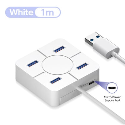 4-in-1 USB 2.0 skirstytuvas kelių USB skirstytuvo prievadų šakotuvas Naudokite maitinimo adapterį 4 prievadų kelių išplėtimo skirstytuvas nešiojamam kompiuteriui
