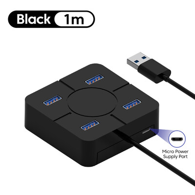 4-in-1 USB 2.0 skirstytuvas kelių USB skirstytuvo prievadų šakotuvas Naudokite maitinimo adapterį 4 prievadų kelių išplėtimo skirstytuvas nešiojamam kompiuteriui