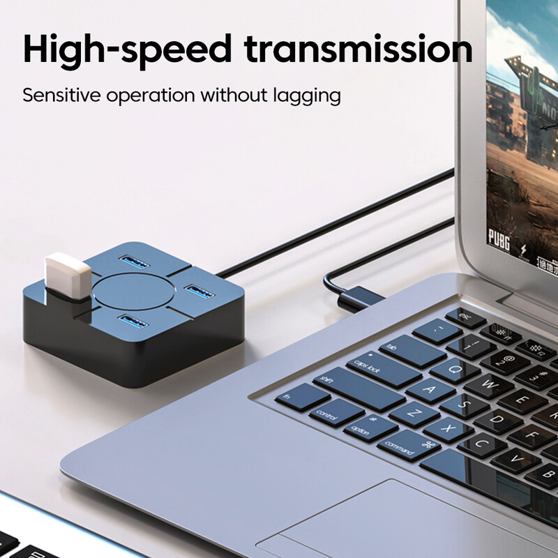 4-in-1 USB 2.0 skirstytuvas kelių USB skirstytuvo prievadų šakotuvas Naudokite maitinimo adapterį 4 prievadų kelių išplėtimo skirstytuvas nešiojamam kompiuteriui