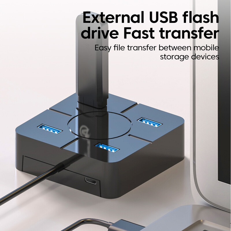 4-in-1 USB 2.0 skirstytuvas kelių USB skirstytuvo prievadų šakotuvas Naudokite maitinimo adapterį 4 prievadų kelių išplėtimo skirstytuvas nešiojamam kompiuteriui