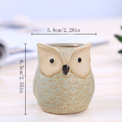 Консумативи за домашна градина Декорация Керамични саксии Миниатюрен модел Сладък бухал Сукулентна саксия Настолен плот