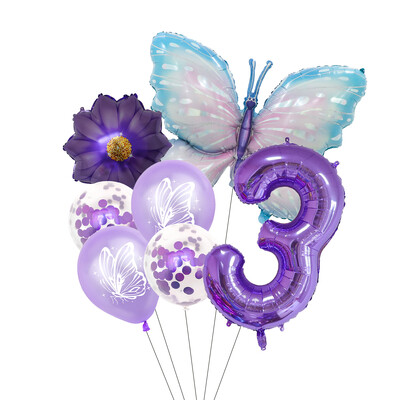Set balona s brojevima od 7 komada leptira, 40 inča, ružičasto plavi suncokret, dekoracija za tuširanje djeteta, balon s helijem, rođendanska zabava, vjenčanje, kuglice