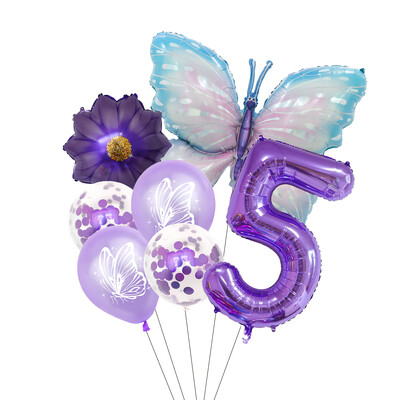 Set balona s brojevima od 7 komada leptira, 40 inča, ružičasto plavi suncokret, dekoracija za tuširanje djeteta, balon s helijem, rođendanska zabava, vjenčanje, kuglice