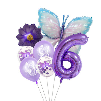 Set balona s brojevima od 7 komada leptira, 40 inča, ružičasto plavi suncokret, dekoracija za tuširanje djeteta, balon s helijem, rođendanska zabava, vjenčanje, kuglice
