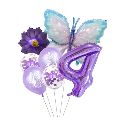 Set balona s brojevima od 7 komada leptira, 40 inča, ružičasto plavi suncokret, dekoracija za tuširanje djeteta, balon s helijem, rođendanska zabava, vjenčanje, kuglice