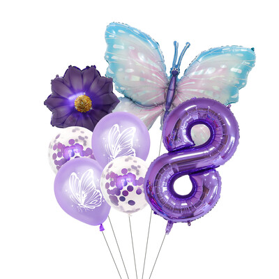 Set balona s brojevima od 7 komada leptira, 40 inča, ružičasto plavi suncokret, dekoracija za tuširanje djeteta, balon s helijem, rođendanska zabava, vjenčanje, kuglice