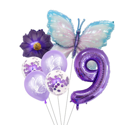 Set balona s brojevima od 7 komada leptira, 40 inča, ružičasto plavi suncokret, dekoracija za tuširanje djeteta, balon s helijem, rođendanska zabava, vjenčanje, kuglice