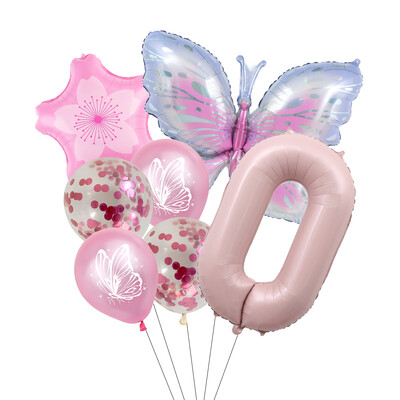 Set balona s brojevima od 7 komada leptira, 40 inča, ružičasto plavi suncokret, dekoracija za tuširanje djeteta, balon s helijem, rođendanska zabava, vjenčanje, kuglice