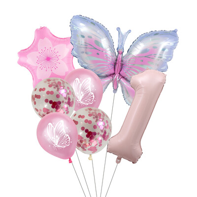 Set balona s brojevima od 7 komada leptira, 40 inča, ružičasto plavi suncokret, dekoracija za tuširanje djeteta, balon s helijem, rođendanska zabava, vjenčanje, kuglice