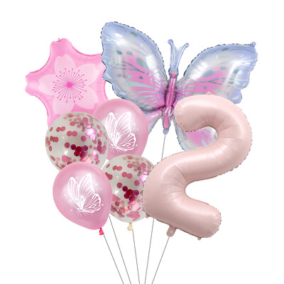 Set balona s brojevima od 7 komada leptira, 40 inča, ružičasto plavi suncokret, dekoracija za tuširanje djeteta, balon s helijem, rođendanska zabava, vjenčanje, kuglice