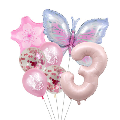 Set balona s brojevima od 7 komada leptira, 40 inča, ružičasto plavi suncokret, dekoracija za tuširanje djeteta, balon s helijem, rođendanska zabava, vjenčanje, kuglice