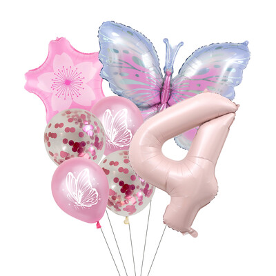 Set balona s brojevima od 7 komada leptira, 40 inča, ružičasto plavi suncokret, dekoracija za tuširanje djeteta, balon s helijem, rođendanska zabava, vjenčanje, kuglice