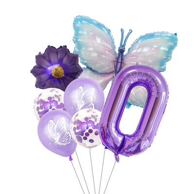 Set balona s brojevima od 7 komada leptira, 40 inča, ružičasto plavi suncokret, dekoracija za tuširanje djeteta, balon s helijem, rođendanska zabava, vjenčanje, kuglice