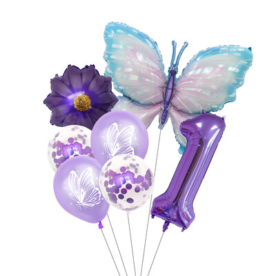 Set balona s brojevima od 7 komada leptira, 40 inča, ružičasto plavi suncokret, dekoracija za tuširanje djeteta, balon s helijem, rođendanska zabava, vjenčanje, kuglice