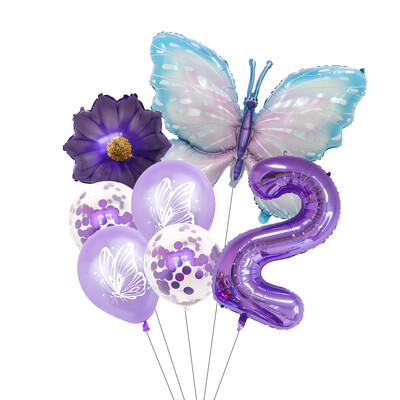 Set balona s brojevima od 7 komada leptira, 40 inča, ružičasto plavi suncokret, dekoracija za tuširanje djeteta, balon s helijem, rođendanska zabava, vjenčanje, kuglice