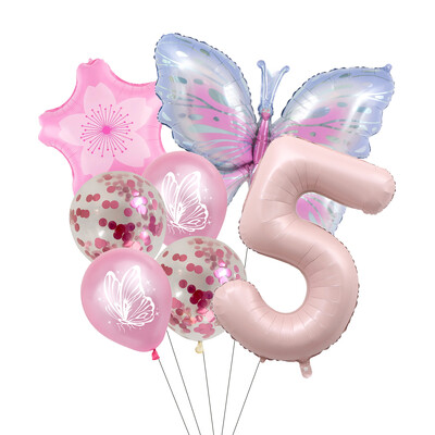 Set balona s brojevima od 7 komada leptira, 40 inča, ružičasto plavi suncokret, dekoracija za tuširanje djeteta, balon s helijem, rođendanska zabava, vjenčanje, kuglice