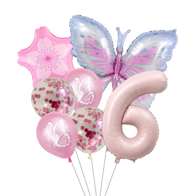 Set balona s brojevima od 7 komada leptira, 40 inča, ružičasto plavi suncokret, dekoracija za tuširanje djeteta, balon s helijem, rođendanska zabava, vjenčanje, kuglice