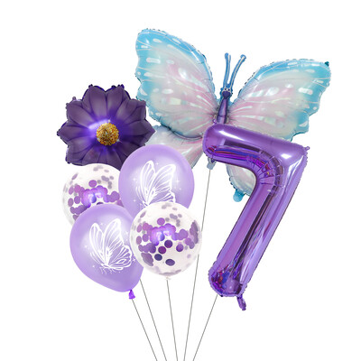 Set balona s brojevima od 7 komada leptira, 40 inča, ružičasto plavi suncokret, dekoracija za tuširanje djeteta, balon s helijem, rođendanska zabava, vjenčanje, kuglice