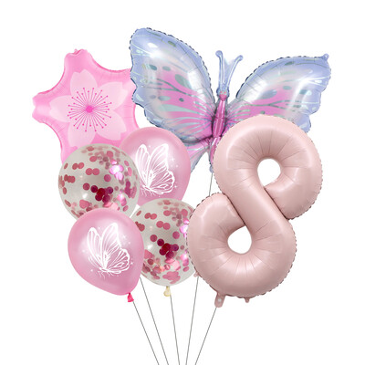Set balona s brojevima od 7 komada leptira, 40 inča, ružičasto plavi suncokret, dekoracija za tuširanje djeteta, balon s helijem, rođendanska zabava, vjenčanje, kuglice