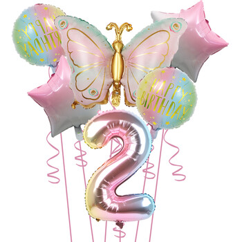 6 τμχ Butterfly Fairy 32 ιντσών χρώματα ουράνιου τόξου Number Balloon Butterfly Διακόσμηση γενεθλίων Fairy Garden Party Baby Shower Supplies