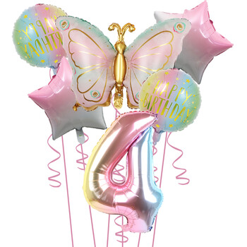 6 τμχ Butterfly Fairy 32 ιντσών χρώματα ουράνιου τόξου Number Balloon Butterfly Διακόσμηση γενεθλίων Fairy Garden Party Baby Shower Supplies